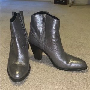 Saint Laurent Silver Ankle Boots